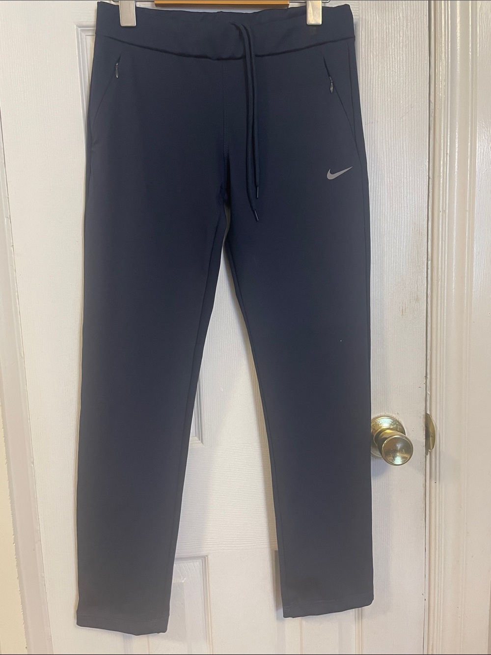 Nike Women’s Navy Blue Slim Fit Athletic Pants Size M Zip Pockets